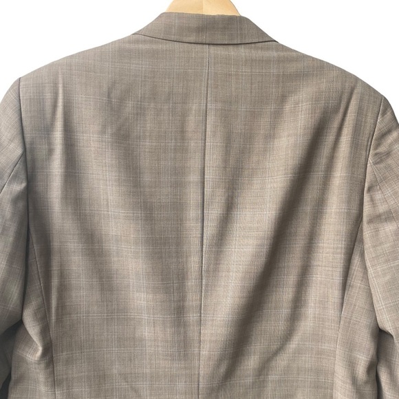 Lauren Ralph Lauren 100% Wool Executive Suit Beige Windowpane Coat Size 40 R - Picture 6 of 10